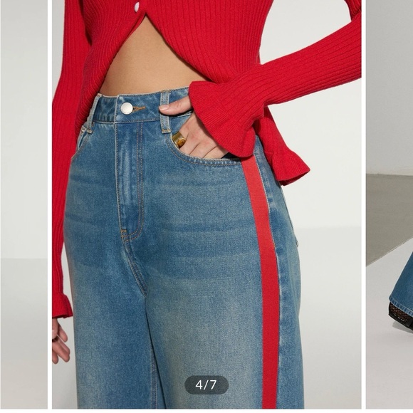 Commense Blue Contrast Side Striped Wide-Leg Jeans - Picture 3 of 5